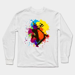 Scooter freestyle colorful stencil Long Sleeve T-Shirt